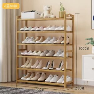 Bamboo 6-tier shoe rack organizer (90cm)