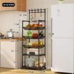 5-tier movable kitchen storage rack with hooks and wheels- Type B