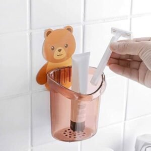 Wall-mounted teddy bear toothbrush holder cup - Image 2
