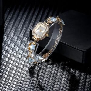 Womens Ladies Non-Piercing Ear Clips Necklace Wrist Watch Set - Image 6