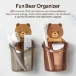 Wall-mounted teddy bear toothbrush holder cup