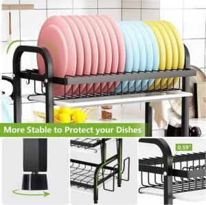 3 Tier Dish Drying Rack, Dish Drainer with Drainboard and Utensil Holder - Image 3