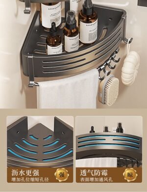 Punch-Free Triangle Storage Rack Bathroom Storage Rack - Image 3