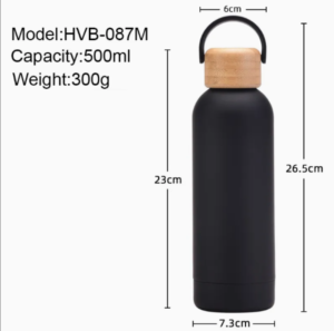 Matte vacuum flasks with bamboo lid - Image 3