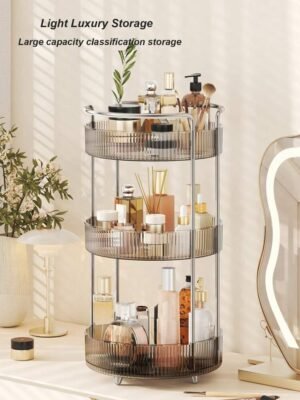 360° Rotating Makeup Organizer - Large Capacity Vanity Shelf for Cosmetics, Perfume & Skincare