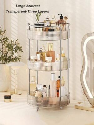 360° Rotating Makeup Organizer - Large Capacity Vanity Shelf for Cosmetics, Perfume & Skincare - Image 2