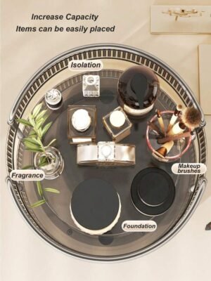 360° Rotating Makeup Organizer - Large Capacity Vanity Shelf for Cosmetics, Perfume & Skincare - Image 3