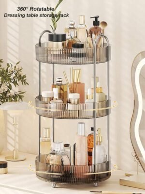360° Rotating Makeup Organizer - Large Capacity Vanity Shelf for Cosmetics, Perfume & Skincare - Image 4