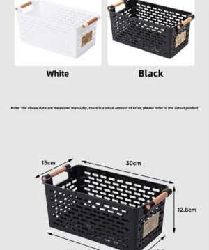 Plastic storage baskets with wooden handles - Image 2