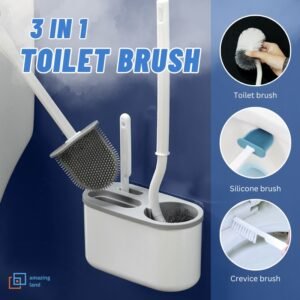 3-in-1 Silicone Wall Mounted Toilet Brush Set