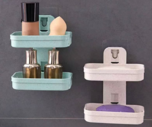 Wall-mounted double-layer soap rack or holder, - Image 2