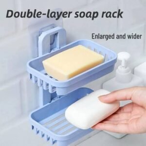 Wall-mounted double-layer soap rack or holder, - Image 5