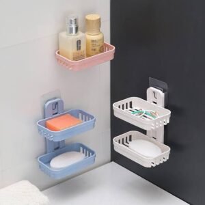 Wall-mounted double-layer soap rack or holder, - Image 4