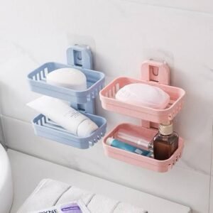 Wall-mounted double-layer soap rack or holder, - Image 3
