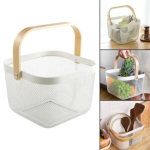 Portable Fruit Basket & Wooden Handle - Image 2