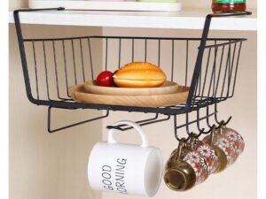 Under-shelf hanging basket organizer