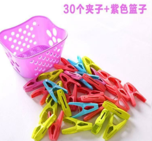 Colorful 30PCS Plastic Clothes Pegs With Basket - Image 6