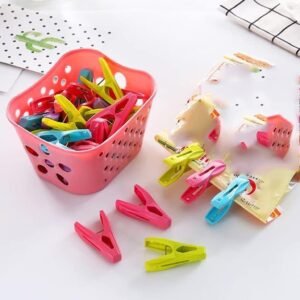 Colorful 30PCS Plastic Clothes Pegs With Basket - Image 7