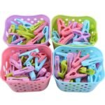 Colorful 30PCS Plastic Clothes Pegs With Basket