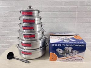 6psc Aluminum Polish Pot