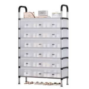 Regular 7 Tier Dustproof Shoe Rack with Cover - Image 2