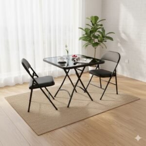 Foldable Glass dining table and chairs - Image 2