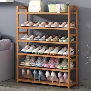 Bamboo 6-tier shoe rack organizer (90cm) - Image 2