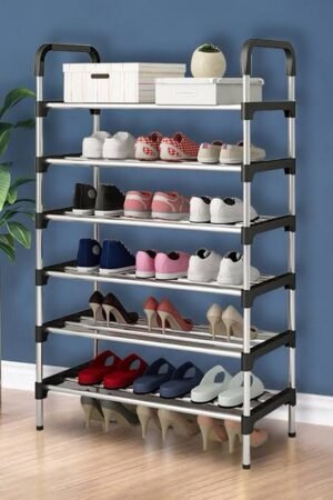 6-tier easy-to-assemble shoe rack (big pipe) old original design with colors - Image 3