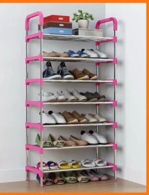 7-tier easy-to-assemble shoe rack (big pipe) old original design with colors - Image 3
