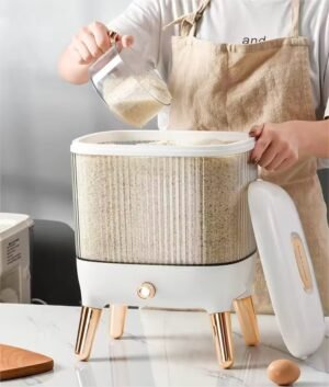 10kg Rice Dispenser Light Luxury Gold-Plated Button - Image 5
