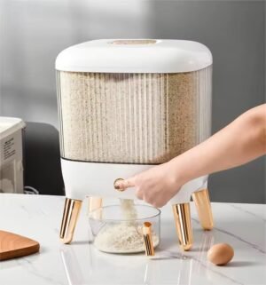 10kg Rice Dispenser Light Luxury Gold-Plated Button - Image 4