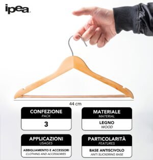 Solid Wood Clothes Rack Wooden Clothes Hanger (pack of 3) - Image 2