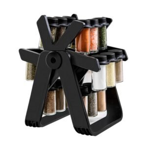 360-degree rotating spice rack organizer; (pen, Labelling sticker and funnel) - Image 3