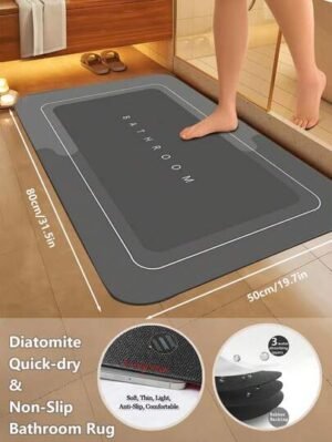 3.5mm Rectangular Absorbent Quick-Dry Silicone Bathroom Mat