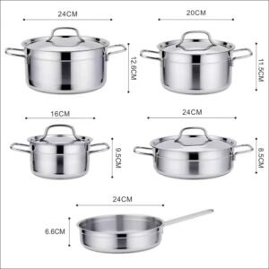 9psc KORKMAZ A1660 polished stainless pot - Image 3