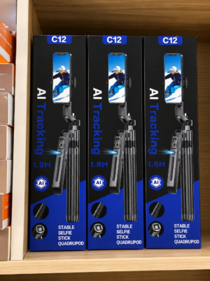 C12 AI Tracking Selfie Stick Tripod with a 1.8-meter extension length