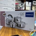 9psc KORKMAZ A1660 polished stainless pot
