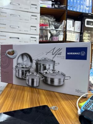 9psc KORKMAZ A1660 polished stainless pot