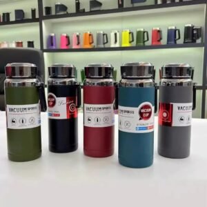 Double Stainless Steel Vacuum Insulated Hot & Cold Flask With Handle, Matte Mix Color