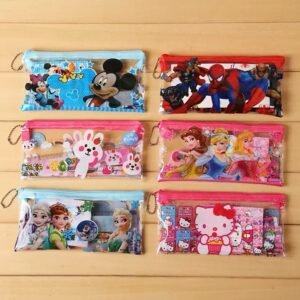 7psc Creative Cartoon Zipper Pencil Case Children Stationery Set (1 dozen, I.e 12psc)