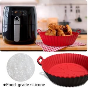 12psc Round reusable silicone air fryer pots with side handles