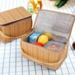 Portable Rattan insulated picnic bag