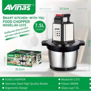 Avinas Av-1375 Smart Kitchen 7.5L Food Chopper and Fufu/Multipurpose Grinder