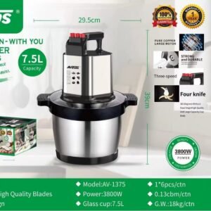 Avinas Av-1375 Smart Kitchen 7.5L Food Chopper and Fufu/Multipurpose Grinder - Image 2